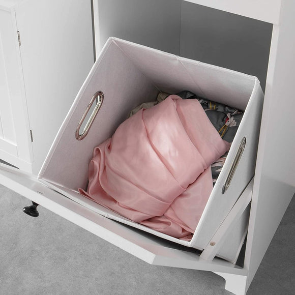 White Bathroom Cabinet with Laundry Basket and Drawer - RnR Galore