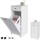 White Bathroom Cabinet with Laundry Basket and Drawer - RnR Galore
