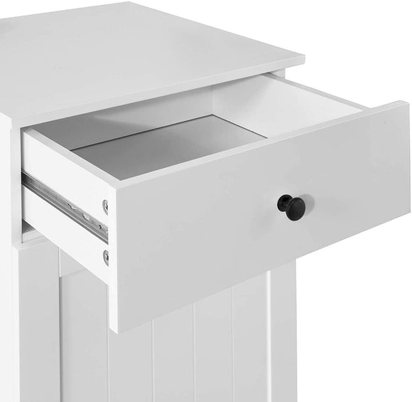 White Bathroom Cabinet with Laundry Basket and Drawer - RnR Galore