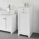 White Bathroom Cabinet with Laundry Basket and Drawer - RnR Galore