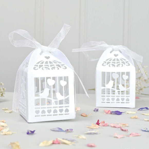 White Dove Bird Heart Wedding Bomboniere Favor Lolly Gift Card Box - 10 Pack - RnR Galore