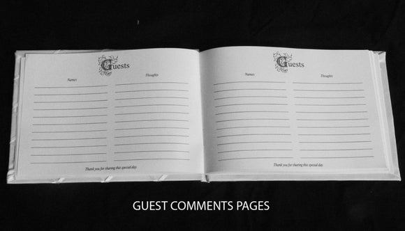 White Wedding Guest Book Register with Silver Pen Matching Stand Set 36 Lined Pages - White Sach Diamante Cover - RnR Galore