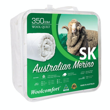 Woolcomfort Aus Made Merino Wool Quilt 350GSM 270x240cm Super King Size - RnR Galore