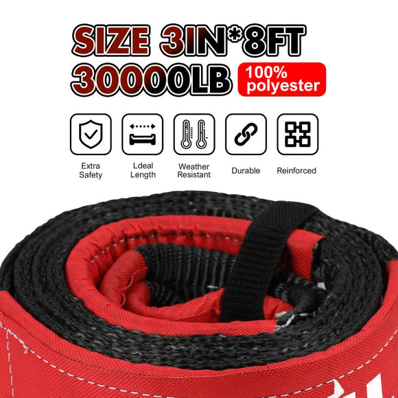 X - BULL 4WD Recovery Kit Kinetic Recovery Rope With 14500LBS Electric Winch 12V Winch 4WD 4X4 Offroad - RnR Galore