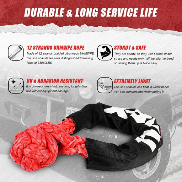 X - BULL 4WD Recovery Kit Kinetic Recovery Rope With 14500LBS Electric Winch 12V Winch 4WD 4X4 Offroad - RnR Galore
