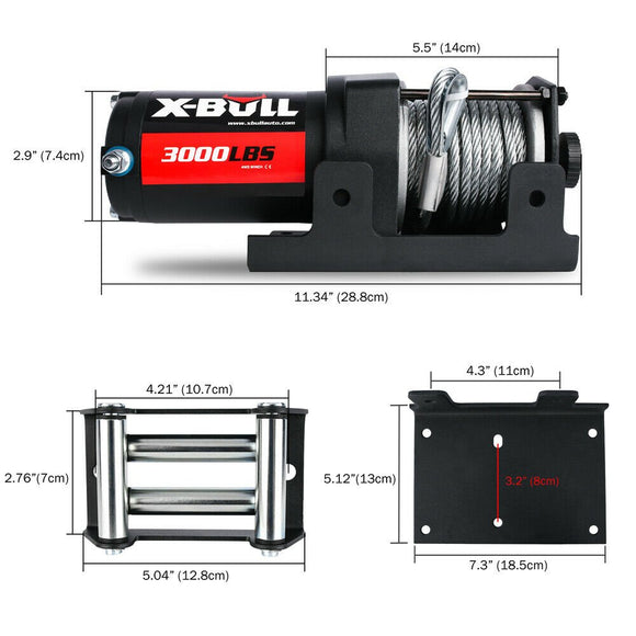 X - BULL Electric Winch 3000lbs/1360kg Wireless 12V Steel Cable ATV 4WD BOAT 4X4 - RnR Galore