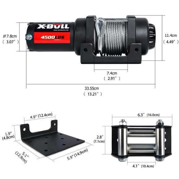 X - BULL Electric Winch 4500LBS/2041KG Steel Cable Wireless Remote Boat ATV 4WD - RnR Galore