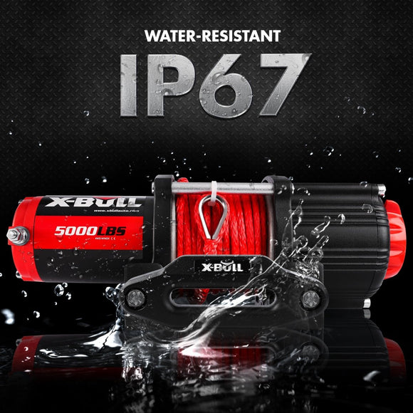 X - BULL Electric Winch 5000LBS 12V 15.2M Synthetic Rope Wireless ATV UTV 4WD Boat - RnR Galore