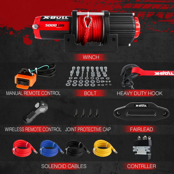 X - BULL Electric Winch 5000LBS 12V 15.2M Synthetic Rope Wireless ATV UTV 4WD Boat - RnR Galore