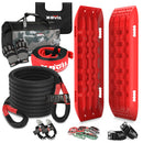 X - BULL Recovery Kit Kinetic Recovery Rope With 2PCS Recovery Tracks Gen2.0 Red - RnR Galore