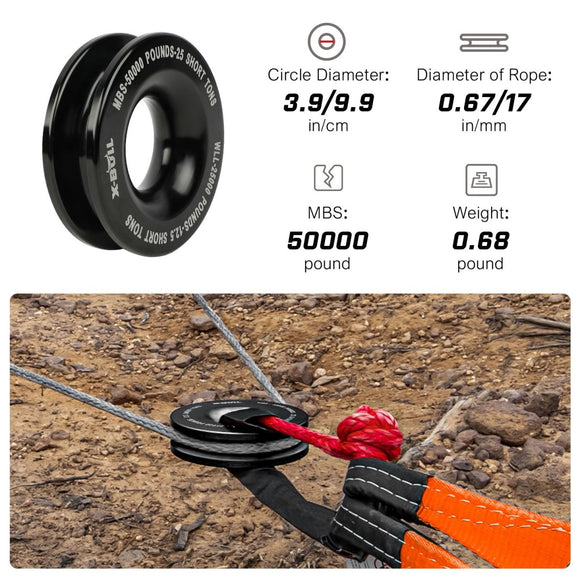 X - BULL Recovery Ring Soft Shackle Kit Snatch Block Pulley Rope Snatch Ring 4WD - RnR Galore
