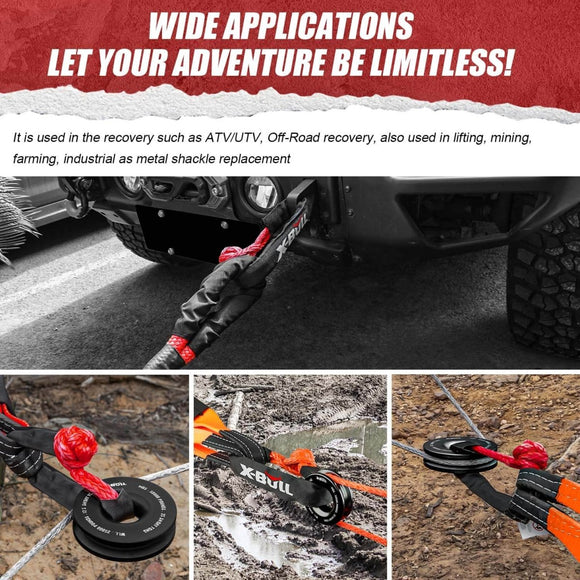 X - BULL Soft Shackle Synthetic Rope Recovery Snatch Ring /Recovery Hitch Receiver - RnR Galore