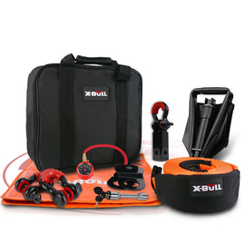 X - BULL Winch Recovery Kit 11PCS 4WD 4x4 Pack Off Road Snatch Strap Essential - RnR Galore