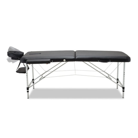Zenses Massage Table 70cm 2 Fold Aluminium Massage Bed Portable Beauty Therapy Black - RnR Galore