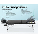 Zenses Massage Table 70cm 3 Fold Aluminium Beauty Bed Portable Therapy Black - RnR Galore