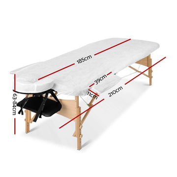 Zenses Massage Table 75cm 3 Fold Wooden Portable Beauty Therapy Bed Waxing Black - RnR Galore