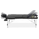 Zenses Massage Table 80cm 3 Fold Aluminium Beauty Bed Portable Therapy Black - RnR Galore