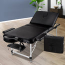 Zenses Massage Table 80cm 3 Fold Aluminium Beauty Bed Portable Therapy Black - RnR Galore
