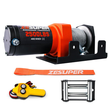 ZESUPER Electric Winch 2500LBS/1134KG 12V 15.2M Steel Cable ATV UTV 4WD 4X4 Boat - RnR Galore