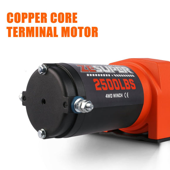 ZESUPER Electric Winch 2500LBS/1134KG 12V 15.2M Steel Cable ATV UTV 4WD 4X4 Boat - RnR Galore