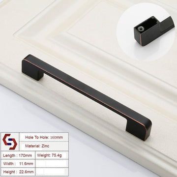 Zinc Kitchen Cabinet Handles Drawer Bar Handle Pull black+copper color hole to hole size 160mm - RnR Galore
