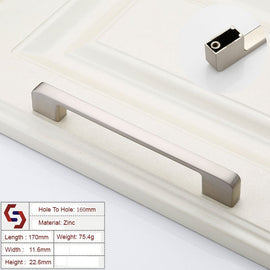 Zinc Kitchen Cabinet Handles Drawer Bar Handle Pull brushed silver color hole to hole size 160mm - RnR Galore